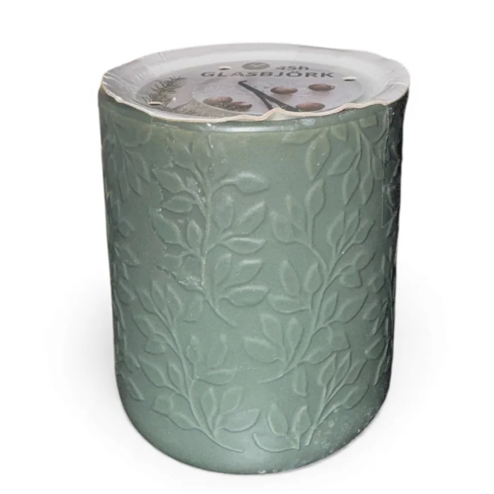 IKEA GLASBJÖRK Candle cedar vanilla In Ceramic Jar Green 45 hr Winter New